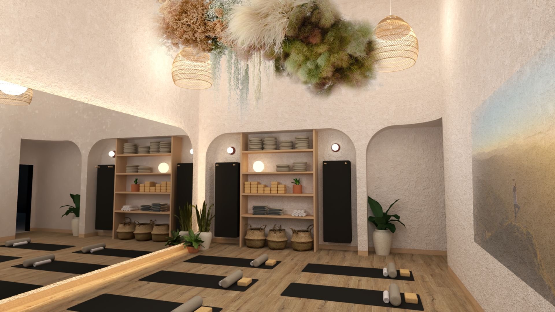 yoga room interior design Stellar Solutions International Ltd 3D render